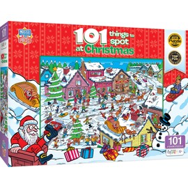 MasterPieces 100 Piece Christmas Jigsaw Puzzle for Kids - 101 Things to Spot at Christmas - 14"x19"