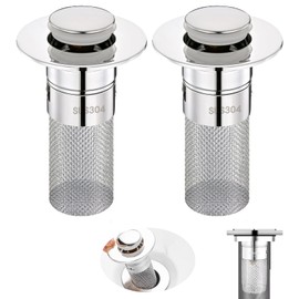 2 PCS Universal Stainless Steel Drain Strainer, Stainless Steel Pop-up Drain Filter, Effectively Preventing Hair from Clogging The Sewer