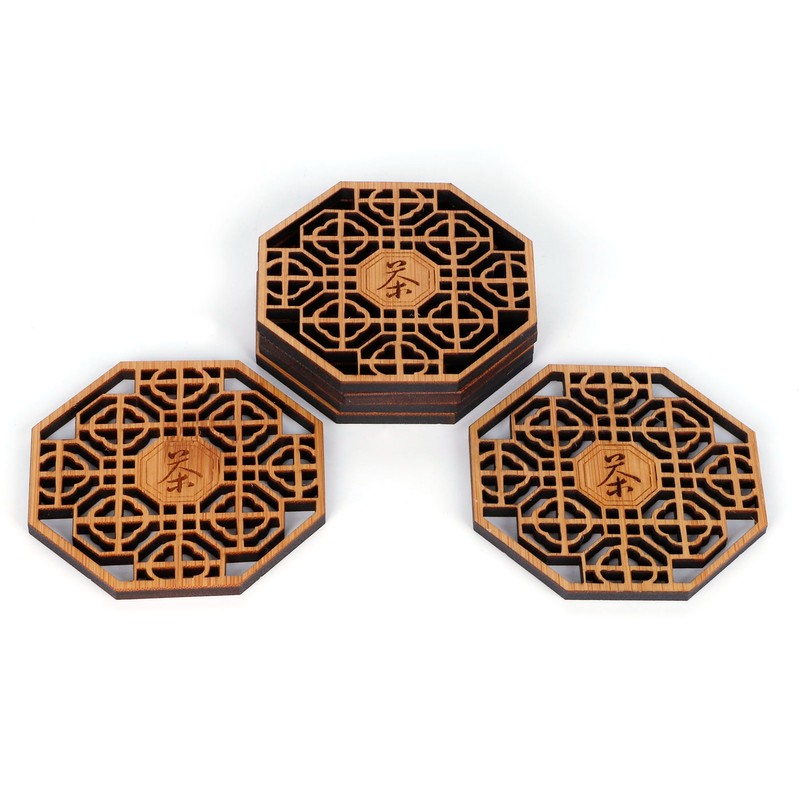 6PCS Bamboo Coaster Teacup Mat AntiScald Heat Insulation Pad Tea