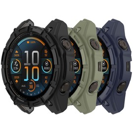 Soft TPU Protector Case Intended for Garmin Tactix 8 51mm AMOLED Smart Watch, Anti-Scratch Protective Case Frame for Garmin Tactix 8 51mm AMOLED Smartwatch Bumper (Black+Green+Blue)