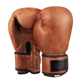 GINGPAI Boxing Gloves, Kickboxing, Boxing Heavy Bag Training Gloves (Brown1, 12oz)