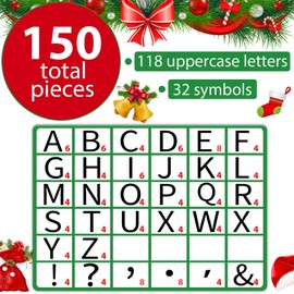 150 PCS Large 7" Font Christmas Bulletin Board Letters for Classroom, Red and Green Letters Bulletin Board Christmas Decorations for Xmas Home School Classroom Alphabet Poster Wall Decor