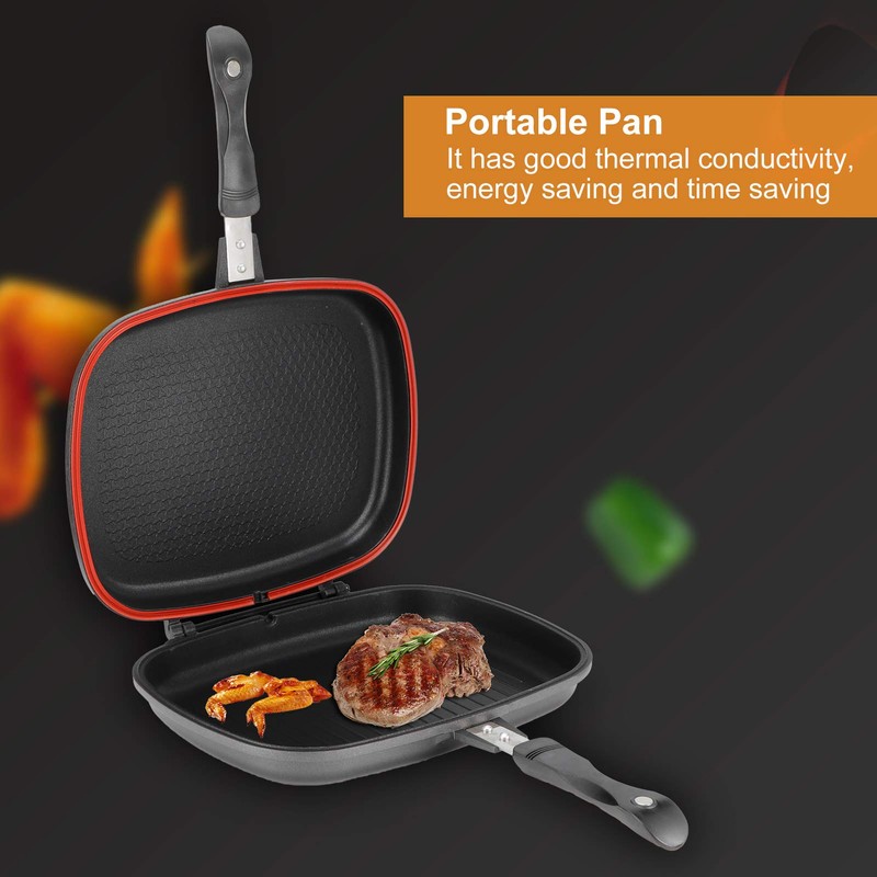 RBSD Double-sided Frying Pan, 32cm/12.6in BBQ Grill Pan, Double Side