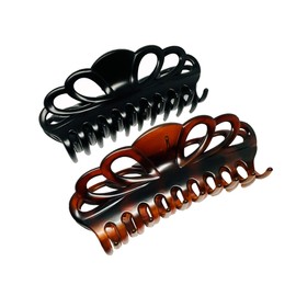 Marrie Extra Large Hair Claw Clips for Women Thick Long Curly Hair Nonslip Jumbo Strong Big Hold Jaws Clip Clamp Grip French Hair Styling Accessories 5.8 Inches long (Black & Brown)