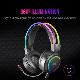 Mars Gaming MHRGB, Chroma RGB Flow Headset, Professional Microphone, Spatial Sound, Black