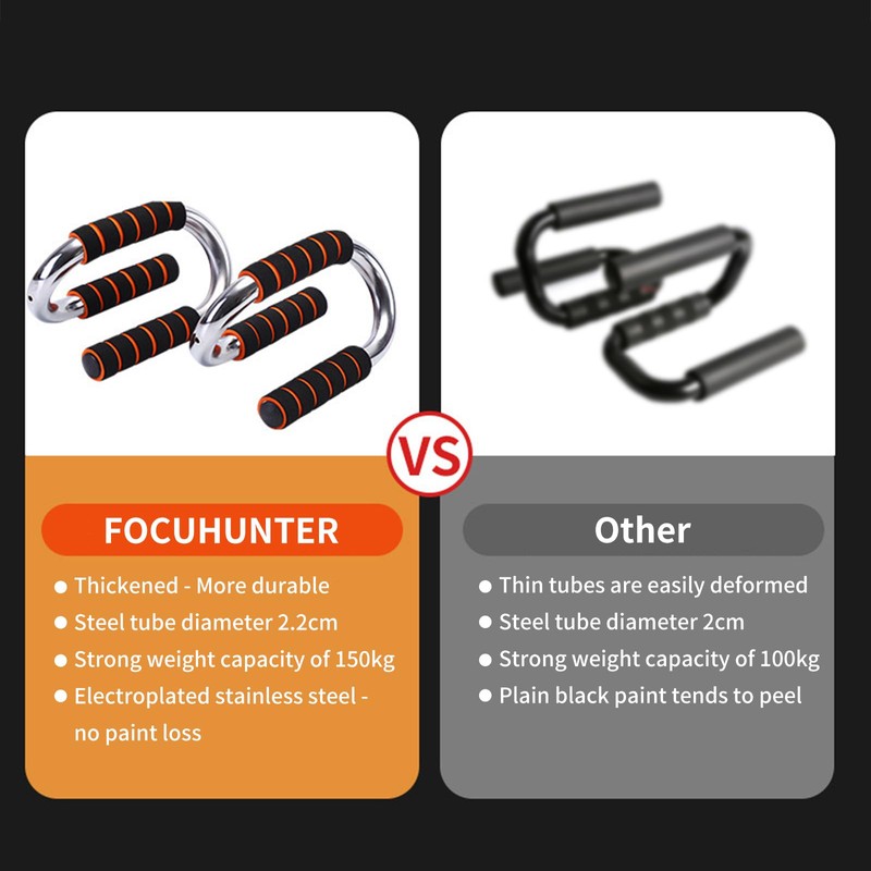FOCUHUNTER Iron Core Athletics Push Up Bars, Strong Steel Push