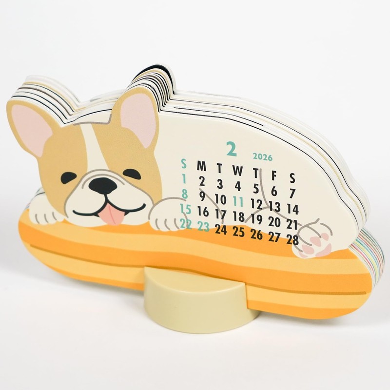 GreetingLife 2026 Calendar Animal Die Cut French Bulldog Desktop C-1713-ET