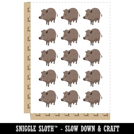 Wild Boar Hog Hairy Pig Temporary Tattoo Water Resistant Fake Body Art Set Collection - 15 2" Tattoos (1 Sheet)