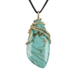 GelConnie Long Necklaces for Women Boho Handcrafted Large Pendant Turquoise Necklace, Black Cord Statement Leather Necklace for Women Adjustable