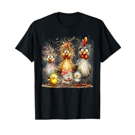 Funny Chicken Eagerlys Colorful Rufled Hair Painting Women T-Shirt