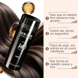Fibras Capilares Negro 50g,Corrector para Las Raíces del Cabello de Efecto Inmediato,Polvo de Fibras que Cubre Zonas Finas y Aporta Densidad,Resultado