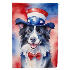 Caroline's Treasures DAC5663CHF Border Collie Patriotic American House Flag Large Porch Sleeve Pole Decorative Outside Yard Banner Artwork Wall Hanging, Polyester, House Size, Multicolor