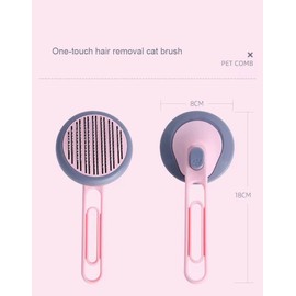 Auriko Cat Grooming Brush, Cat Comb for Indoor Cats, Self-cleaning cat Brush for Long or Short Hair Gently to Remove Loose Undercoat (Pink)