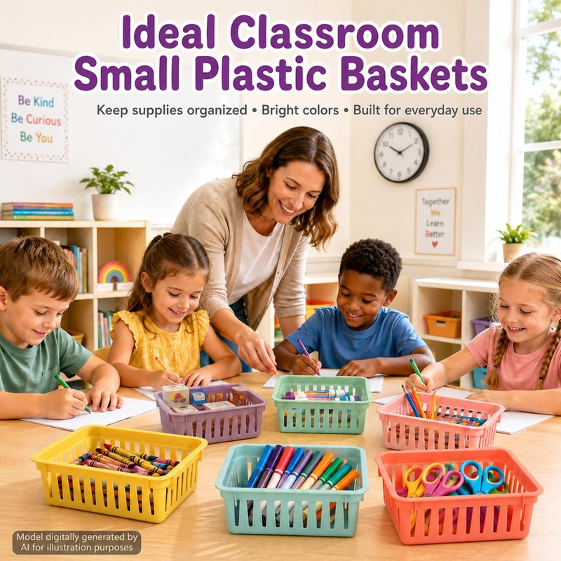 gisgfim 12 Pack Classroom Small Plastic Baskets for Organizing Mini