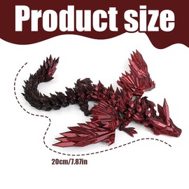 IKOPFLN 1 Piece 3D Dragon 20 cm Silk Red and Black Crystal Flying Dragon, 3D Printable Dragon Ornament Toy, Gift Ideas Unique Home Bedroom Living Room Decoration, multicoloured