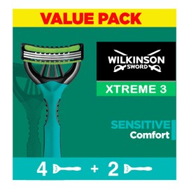 Wilkinson Sword Xtreme 3 for Men | Sensitive Comfort | Disposable Razors x 4 + 2 Free