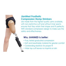 JianiMed Prosthetic Stump Shrinkers– Above Knee, 30cm, Compression, Amputee Socks, 20-30, Daily use, Taiwan Excellence M