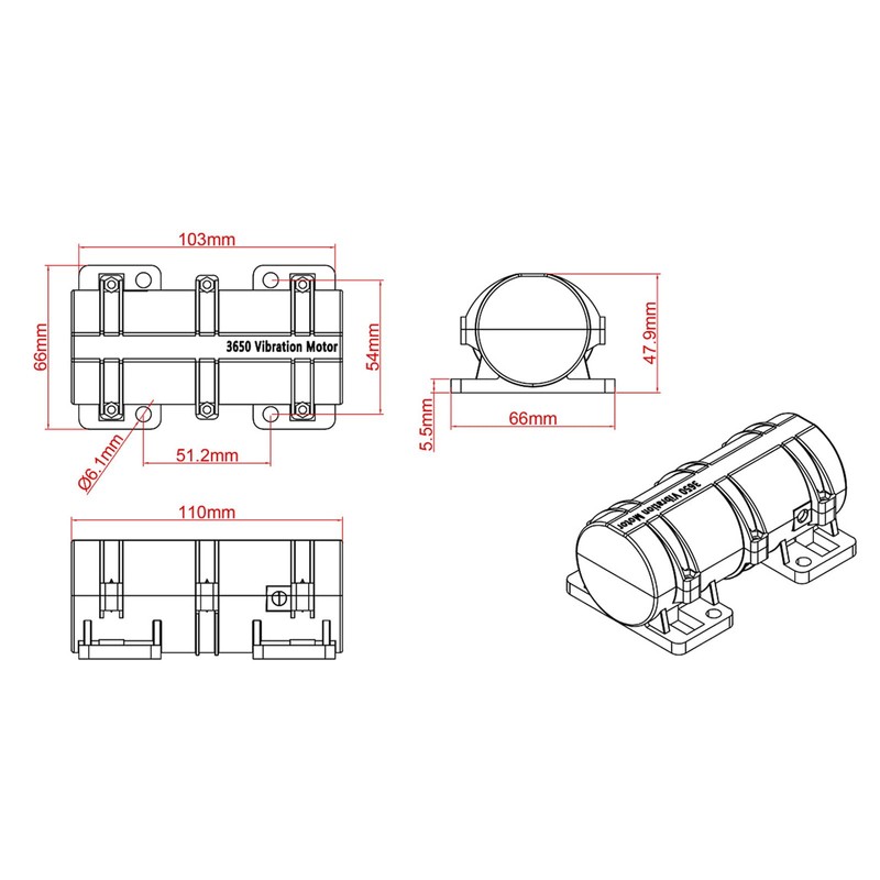 FIPINIXK 12V DC Motor, Mini Vibration Motor with Power Adapter