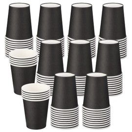 Deudy Pack of 100 8 oz Paper Cups, Disposable Paper Cups, Tea Cups, Coffee Cups, Camping Cups for Drinks, Disposable Paper Party Cups for Hot and Cold Drinks (Black)