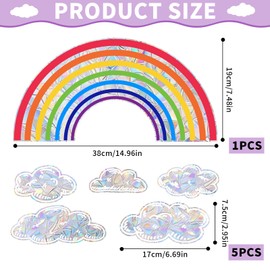 YCHYAN Window Stickers Rainbow, Rainbow Suncatcher Stickers, Pack of 5, One Cloud Prism Window Stickers, Electrostatic Adsorption, Window Pictures for Children's Room, Window Decorations for Home