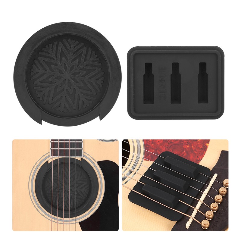 Guitar Mute Pad Sound Hole Cover Black Silicone Musical Instrument
