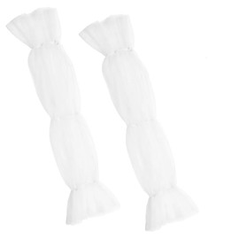 AHANDMAKER 1 Pair Removable Long Mesh Sleeves Made of Polyester White Fingerless Gloves Transparent Gloves 59.5 cm Long Arm Warmers for Bride Long Lace Gloves for Women Wedding, White