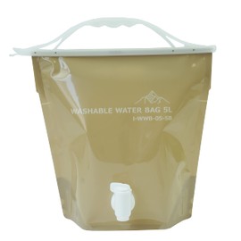 Iwatani Material WWB-5SB Water Tank, Washable, Water Bag, 1.3 gal (5 L), Sand Beige, Easy to Pour Spigot Included, Camping, Leisure, Disaster Prevention, Approx. 14.6 x 14.2 x 6.3 inches (37 x 36 x 16 cm)