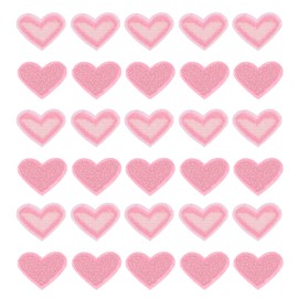 sourcing map Heart Shaped Iron on Patches Embroidered Sew Patches Appliques Garment Embellishments for Clothing Repair Backpack Shoes Decoration Red Pink Pack of 30