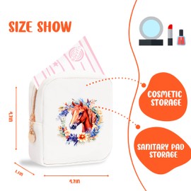 BJDAMAI Horse Mini Makeup Bag, Horse Gift For Women Girls, Cute Portable Zipper Pouch Cosmetic Bag For Teen Girls Kids, Small Storage Bag For Sanitary Pad, Period napkin bag!