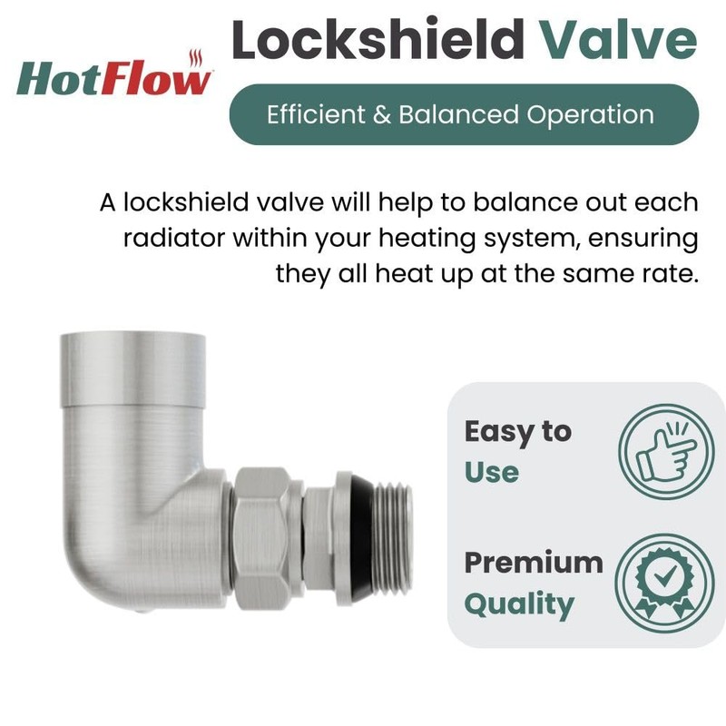 Hot Flow Satin Nickel Cascade Corner Modern TRV Thermostatic Radiator