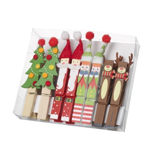 Heaven Sends Pack of 8 Christmas Card Character Pegs (12cm)