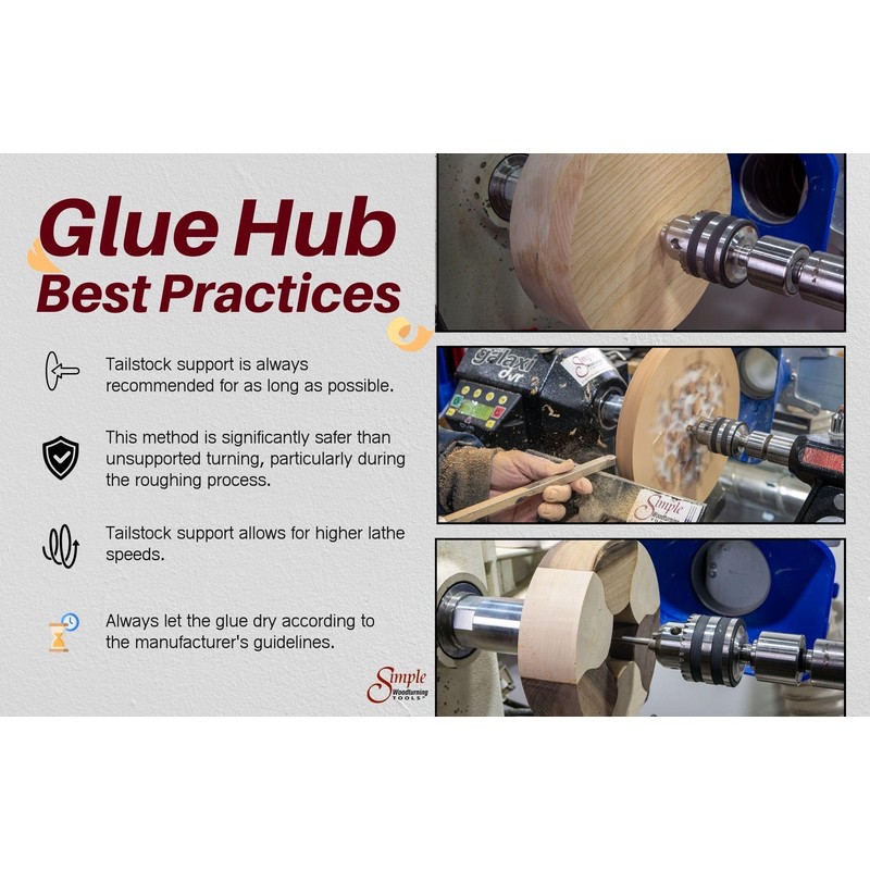 Simple Woodturning Tools Glue Hub with Threads to Hold Wood