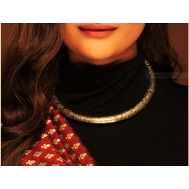 Afghani Ethnic Antique Gold Oxidized Indian Statement Boho Handmade Hasli Choker Necklace Jewellery