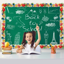 Back to School Borders, 67.2Ft School Theme Bulletin Board Borders Welcome Bulletin Board Classroom Decoration Back to School Border Trim for Classroom Bulletin Boards Chalkboard Wall Decor