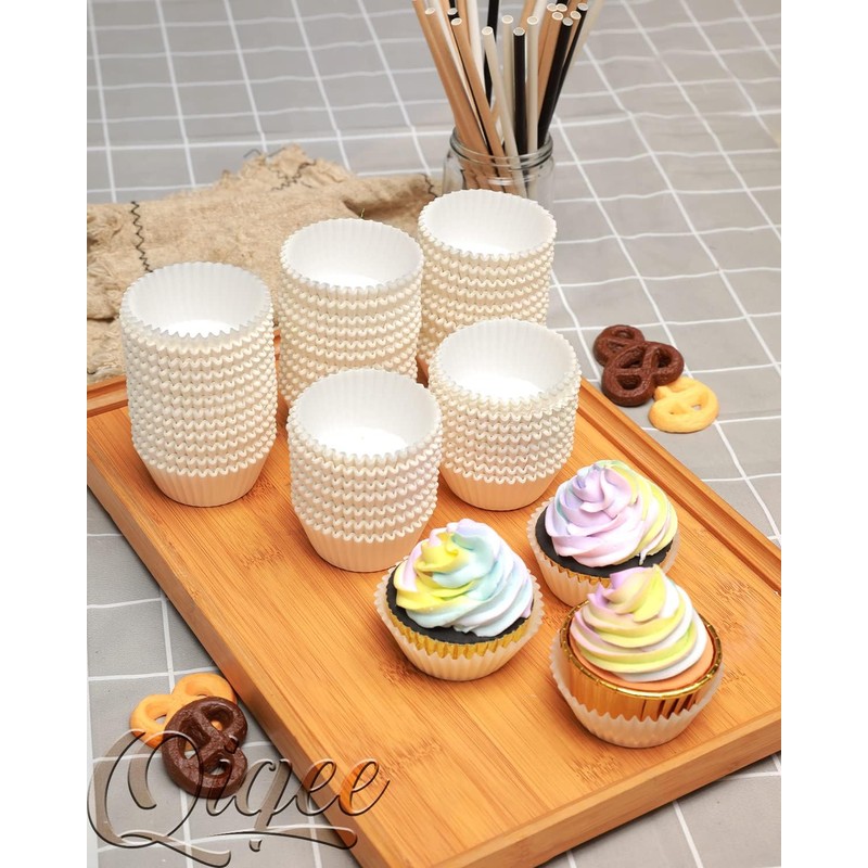 qiqee Jumbo White Cupcake Liners Cupcake Cups Muffin Liner 300-Count
