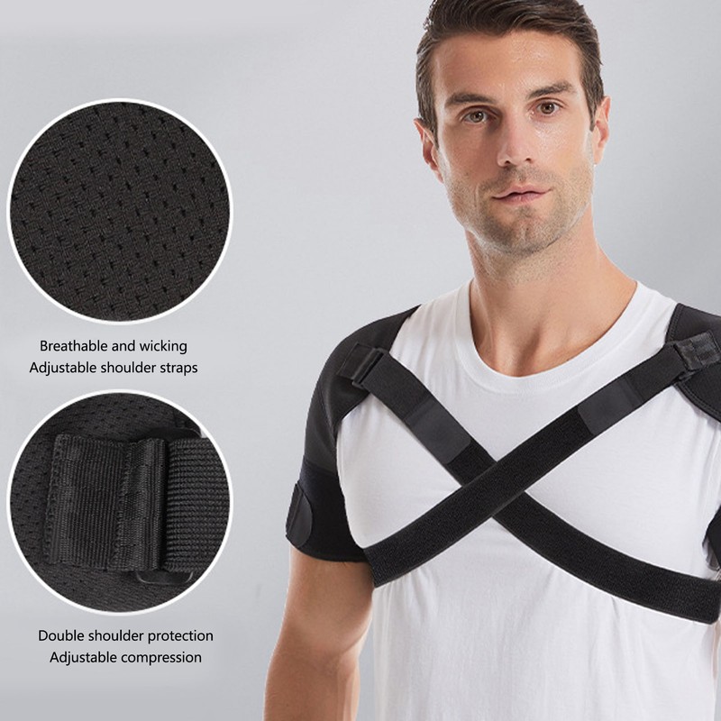 Double Shoulder Support Brace Adjustable Sweat Wicking Prevent Injuries Shoulder