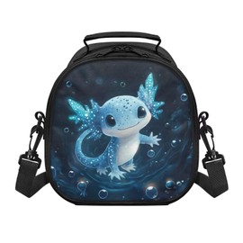 Cugasmaru Axolotl Lunch Box Kids Insulated Lunch Bag for Girls Cute Lunchbox Large Capacity Reusable School Lunch Boxes for Little Girl Boys Blue Bento Thermal Bag