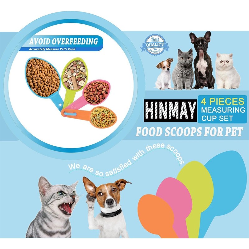 HINMAY Pet Food Scoops Plastic Measuring Cups Set for Dog