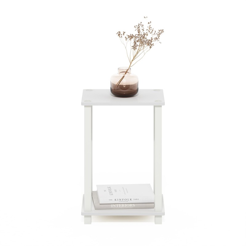 Furinno Simplistic End Table, Small, White/White