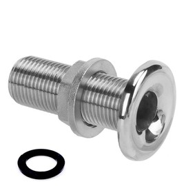 316 Stainless Steel Full Thread Boat Thru Hull Fitting Hose Barb with Nut，Marine Hardware Accessories for Boats Drain Pipe Yacht Bilge Boat Plumbing Fittings (Type: Full Thread,Horse ID Size:1")