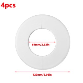 Antrader 4 Pack ABS Round Escutcheon Plate Plastic Wall Hole Decoration Cover Wall-Mounted Water Pipe Cover Round Shower Faucet Decorative Cover, 2.52" ID x 5.08" OD,White