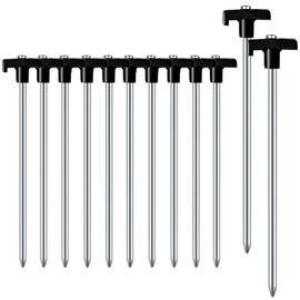 Tent Pegs, AVOFOREST Pegs, Sturdy, Camping Tent Accessories, Long and Robust Pegs, Ideal for Normal and Hard Floor, 18 cm (Black, Pack of 12)