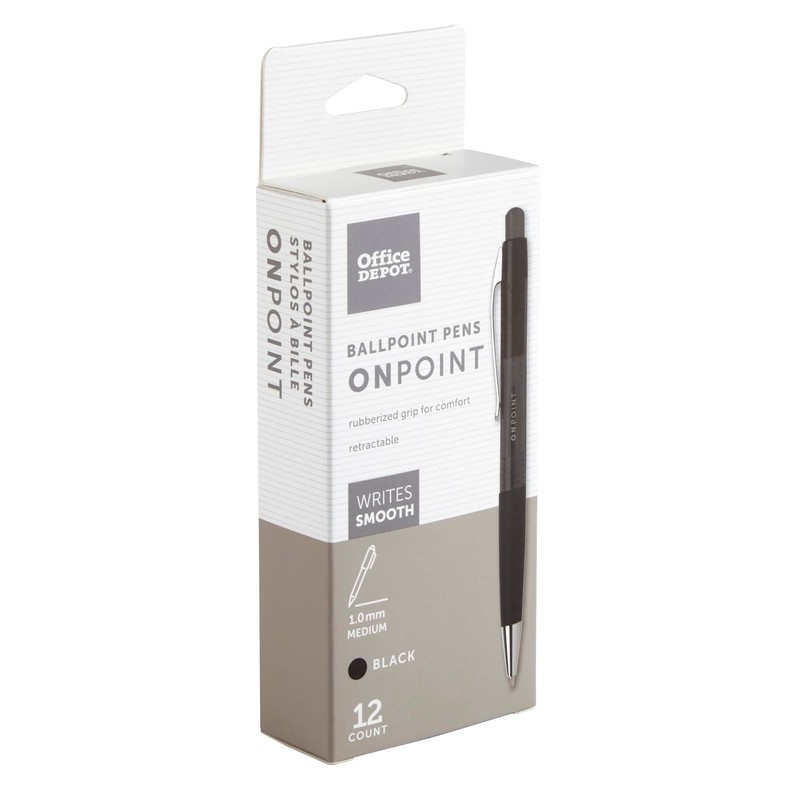 Office Depot Soft-Grip Retractable Ballpoint Pens, Medium Point, 1.0 mm,