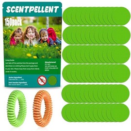 150 Pack Mosquito Repellent Stickers with 2 Mosquito Repellent Bracelets, Individually Wrapped Mosquitoes Bracelets Stickers for Fishing Camping Swimming Outdoor Indoor, Deet Free