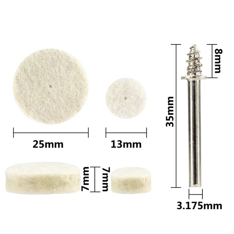76 Pieces Wool Felt Polishing Pad Dremel Polishing Set Rotating