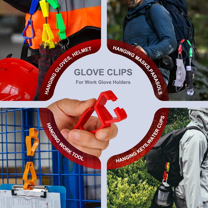 BOZZYS Glove Clips For Work Glove Holders,6 Pack Yellow Grabber