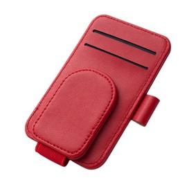BoAn Sunglass Holder for Car Sun Visor,Magnetic Leather Sunglasses Holder,Auto Visor Accessories,Eyeglasses Holder(Red)