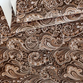 HYANG Paisley PU Faux Leather Roll 11.8" x 53" Very Suitable for Making Crafts, Leather Earrings, Holiday Decor, Different DIY Projects, Handbags (Brown-L)