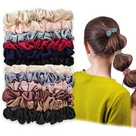 Acehome 12 Pcs Satin Silk Hair Scrunchies Ties, Small Size Ponytail Holder Ropes Hair Accessories Scrunchies 12 Colors Fine Elastic Hair Bands for Women Girls Teenagers Sisters and Girlfriends