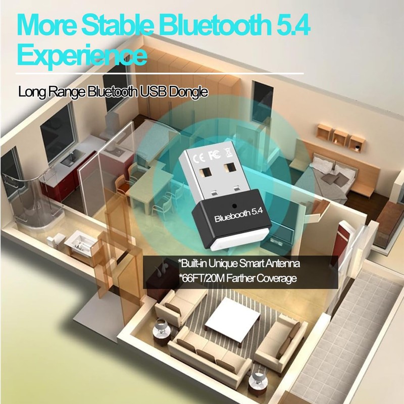 Adattatore Bluetooth 5.4 USB via PC, USB Dongle Adattatore Bluetooth